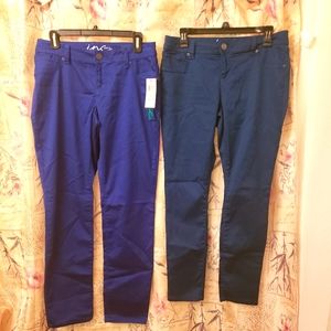 2 INC skinny leg pants 1st 1 is teal 10p regular fit 2nd 1 cobalt blue curvy 8p